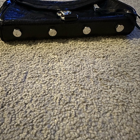 REBECCA MINKOFF LEATHER PURSE BLACK CLUTCH CROSSBODY SHOULDER BAG STUDDED - Picture 3 of 11